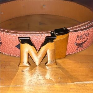 MCM Coral and Gold Designer Belt